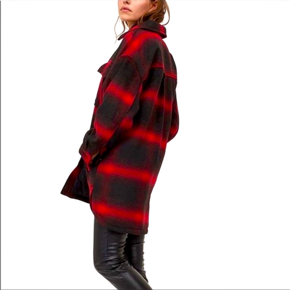Buffalo plaid quilted shacket jacket coat